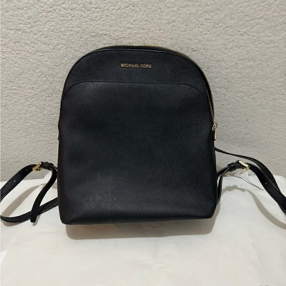 Michael Kors saffiano Black Emmy Leather Backpack